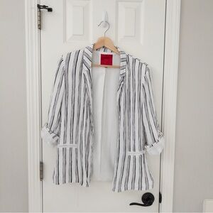 Jennifer Lopez Black and White Striped Blazer